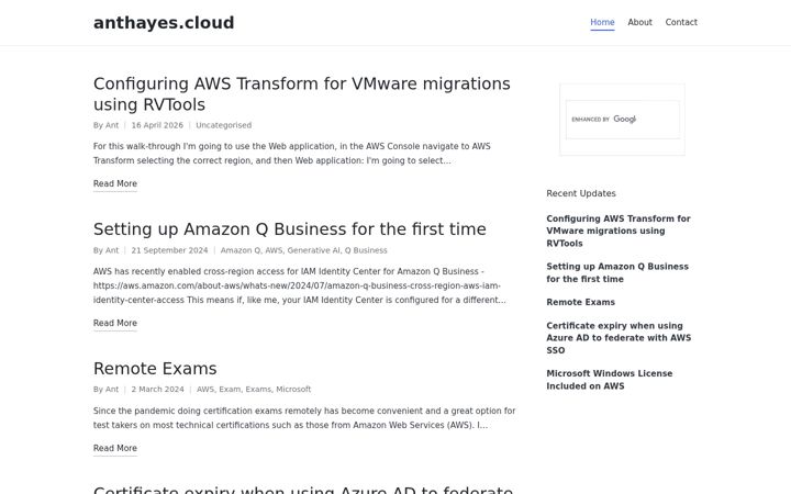 Screenshot of anthayes.cloud