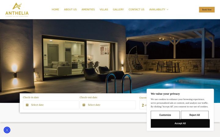 Screenshot of antheliavillas.com