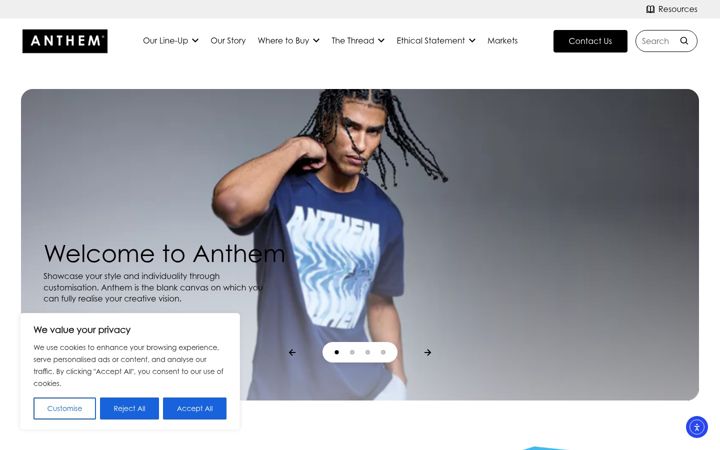 Screenshot of anthemclothing.com
