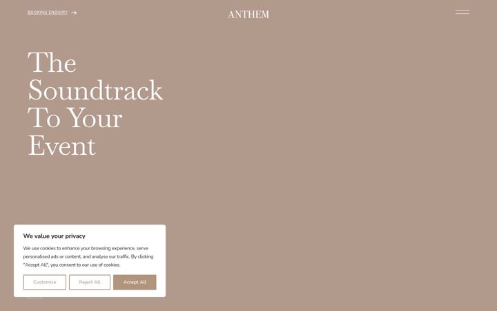 Screenshot of anthemfunctionband.com