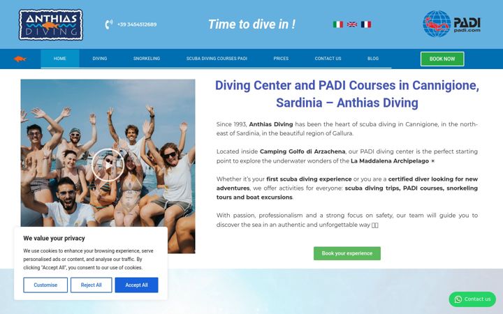 Snímek obrazovky anthiasdiving.com