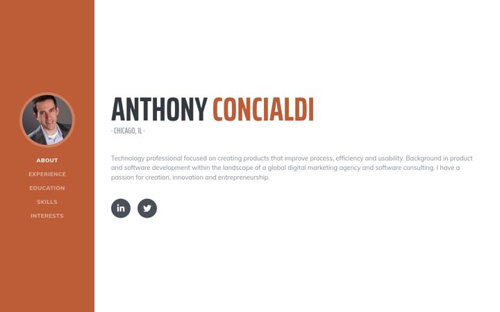 Screenshot of anthonyconcialdi.com