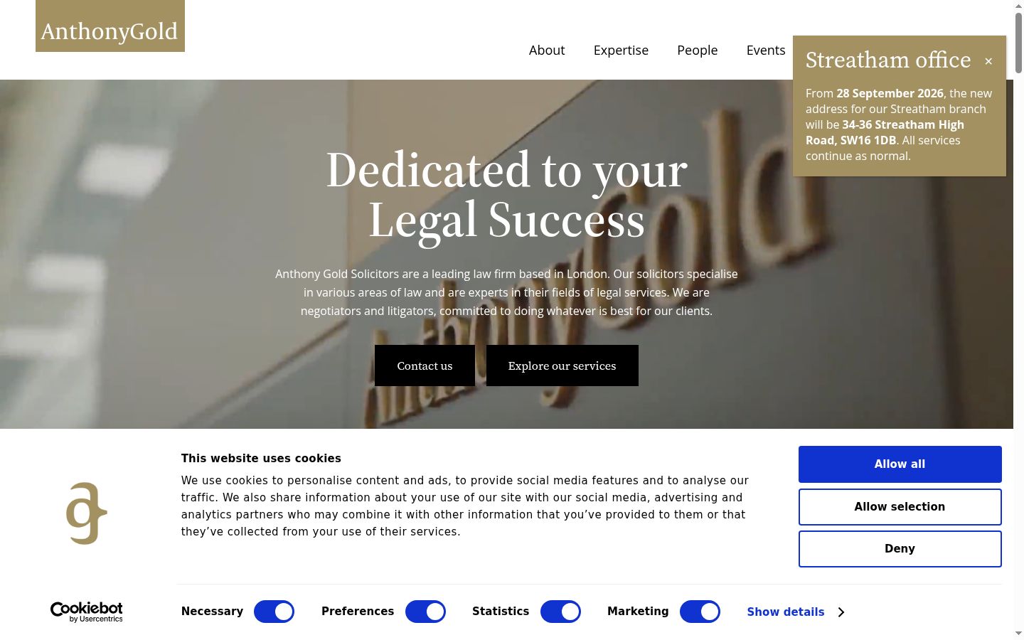 Screenshot of the consent banner shown before any interaction