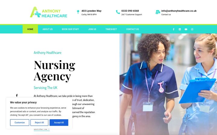 Screenshot of anthonyhealthcare.co.uk