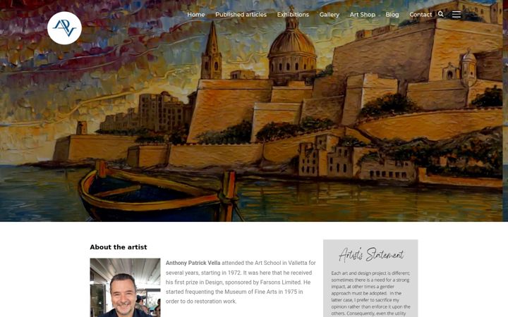 Screenshot van anthonypatrickvella.com