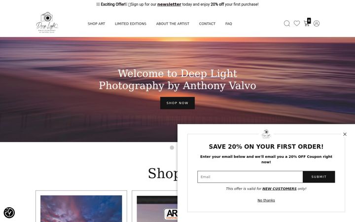 Screenshot van anthonyvalvophotography.com