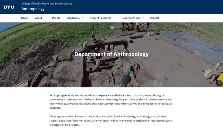 Skärmbild av anthropology.byu.edu