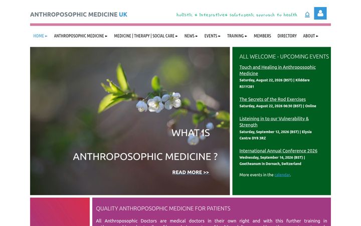 Skärmbild av anthroposophicmedicine.org.uk