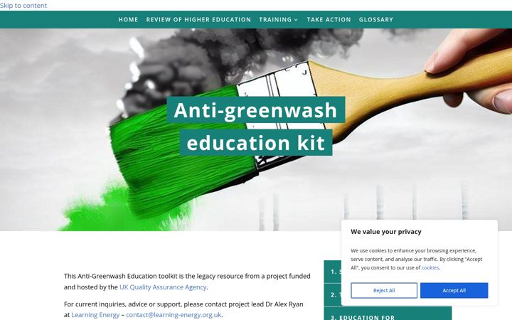 Screenshot di anti-greenwash-education.com