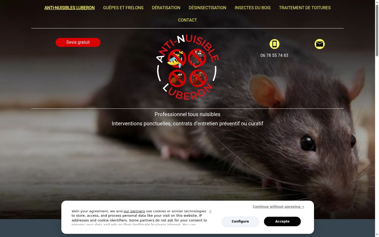 Capture d'écran de la bannière de consentement affichée avant toute interaction