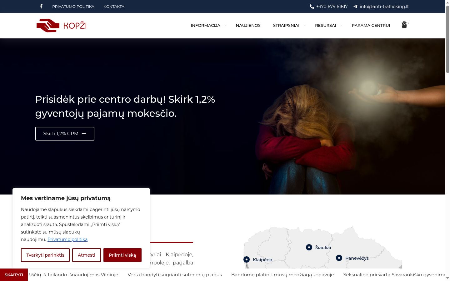 Snímek obrazovky baneru souhlasu zobrazeného před jakoukoli interakcí