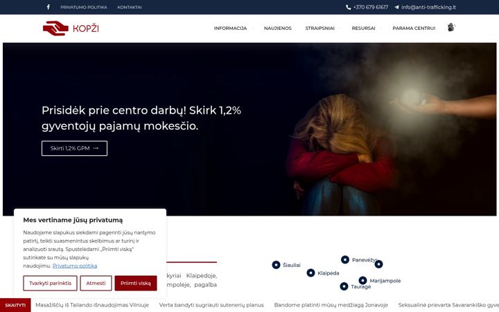 Snímek obrazovky anti-trafficking.lt