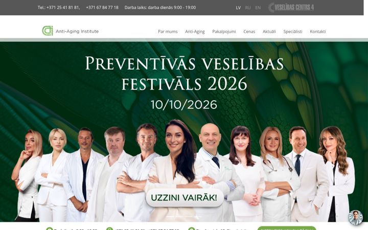 Captură de ecran a antiaging.lv