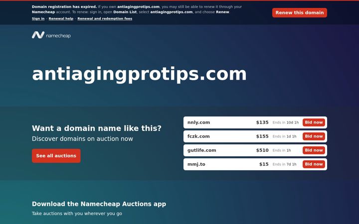 Screenshot of antiagingprotips.com