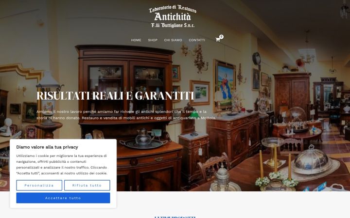 Screenshot stránky antichitarestauro.com