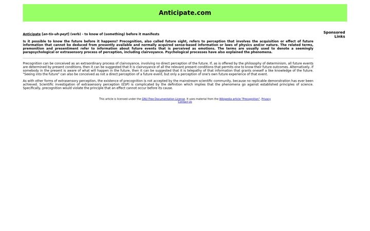 Screenshot of anticipate.com