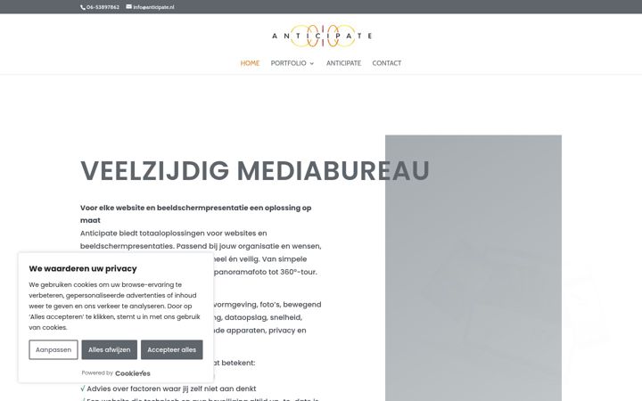 Screenshot stránky anticipate.nl
