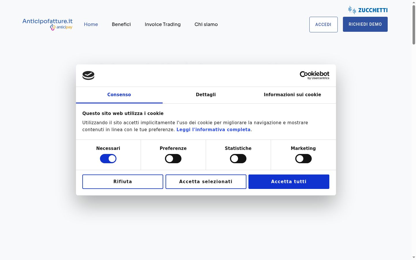 Screenshot of the consent banner shown before any interaction