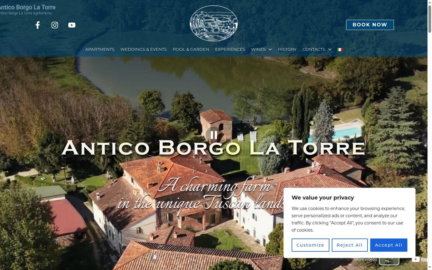 Screenshot del banner di consenso mostrato prima di qualsiasi interazione