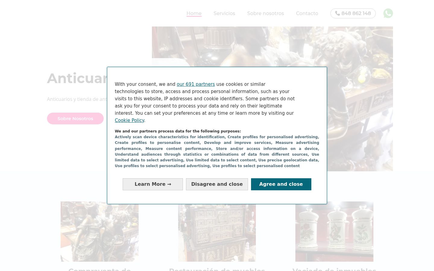 Screenshot tal-banner tal-kunsens muri qabel kwalunkwe interazzjoni