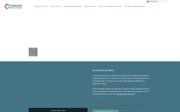 Screenshot stránky antidiscriminare.ro