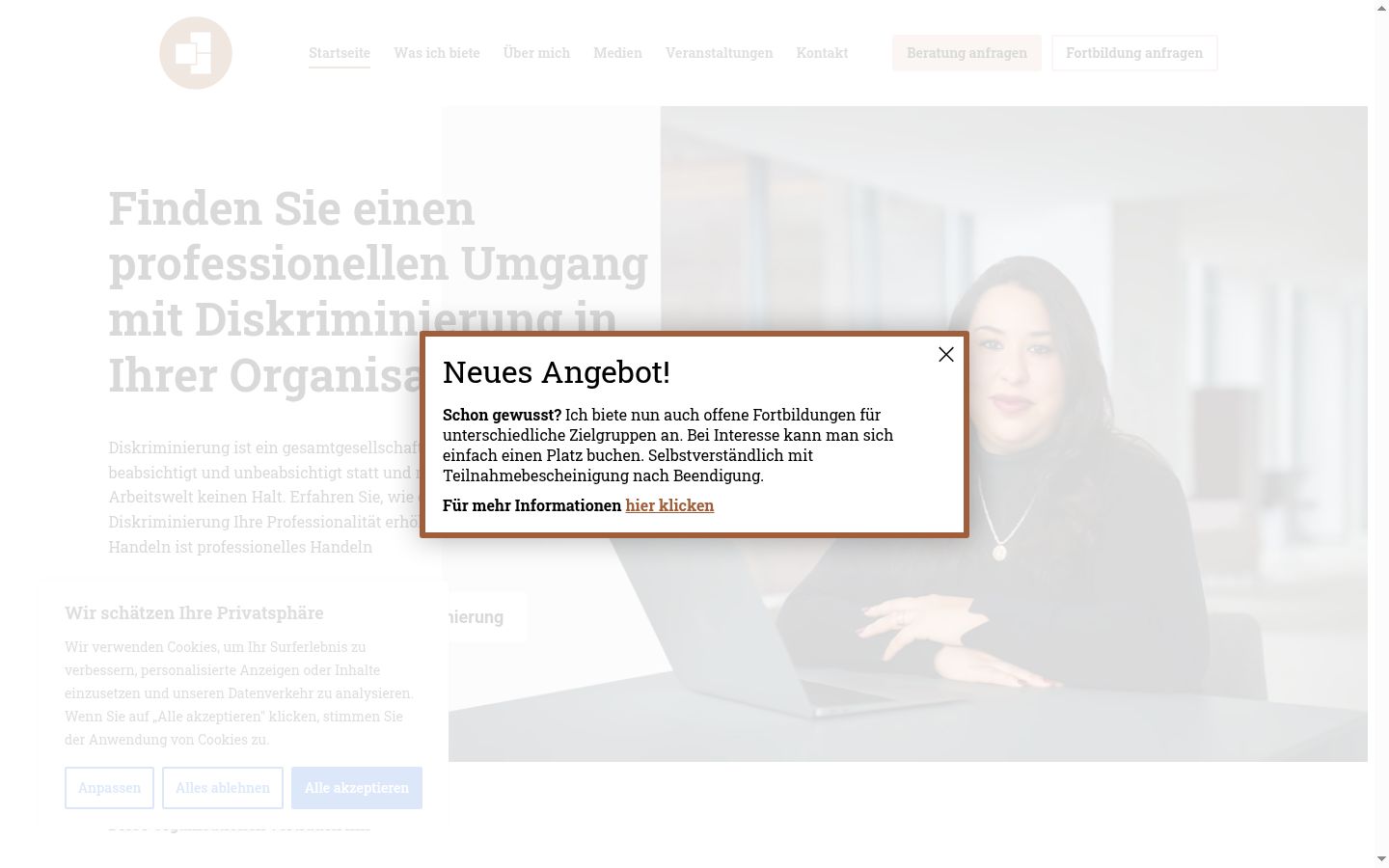 Screenshot del banner di consenso mostrato prima di qualsiasi interazione
