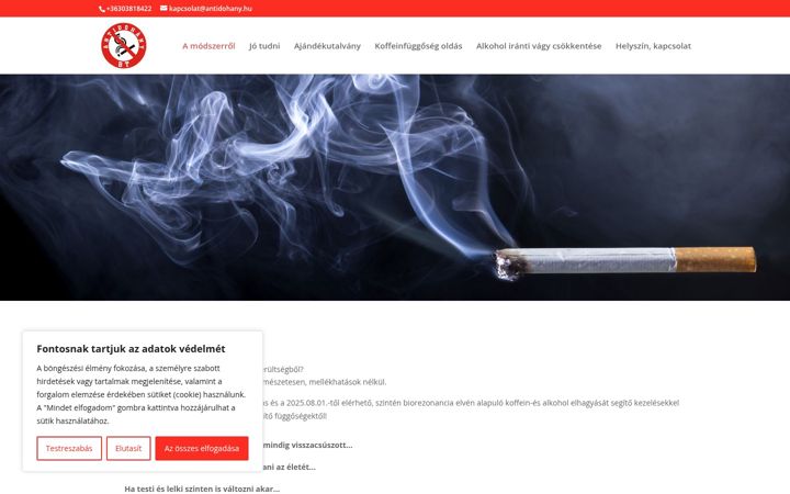 Screenshot stránky antidohany.hu