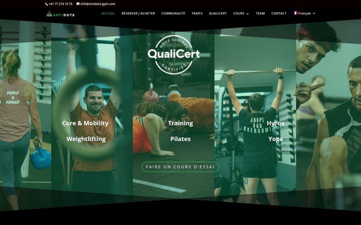 Screenshot stránky antidote-gym.ch