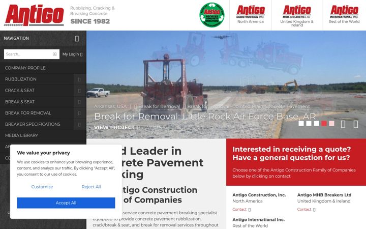 Screenshot of antigoconstruction.com