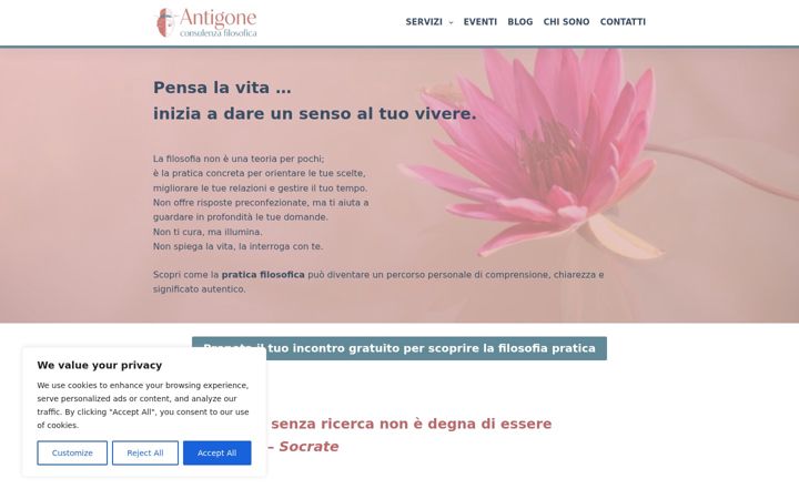 Captură de ecran a antigoneconsulenzafilosofica.com