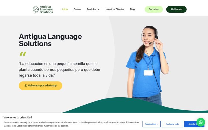Screenshot of antigualanguagesolutions.com