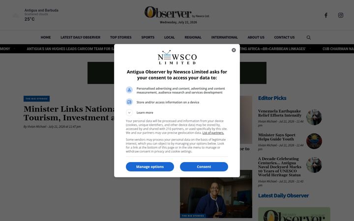 Kuvakaappaus sivustosta antiguaobserver.com