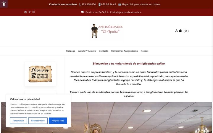 Screenshot of antiguedadeselapano.com