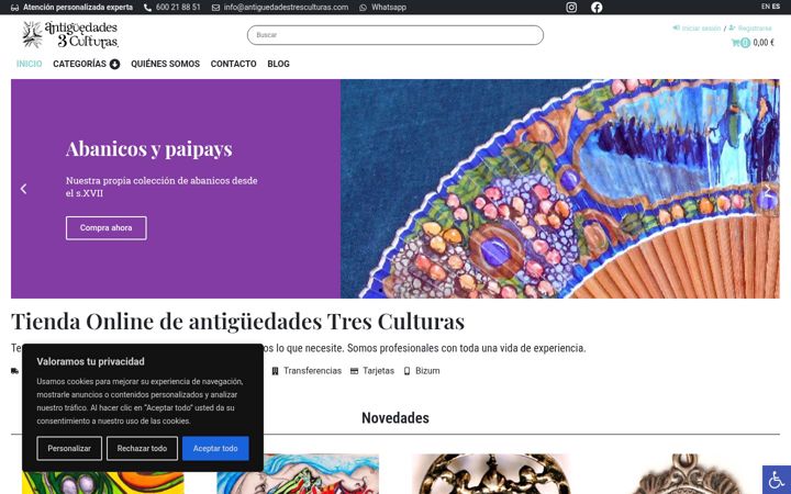 Screenshot von antiguedadestresculturas.com