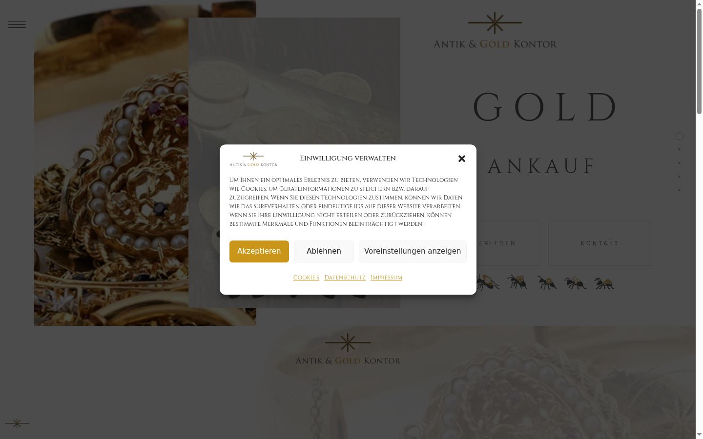 Screenshot del banner di consenso mostrato prima di qualsiasi interazione