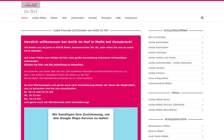 Screenshot of antik-im-hof.de