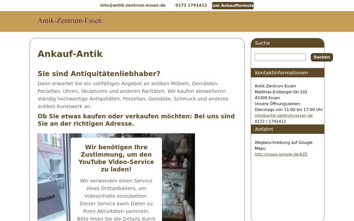 Screenshot of antik-zentrum-essen.de