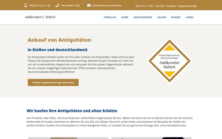 Screenshot of antikcenter-siebert.de