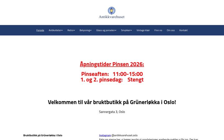 Screenshot of antikkvarehuset.no