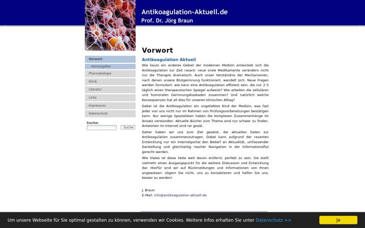 Snímek obrazovky antikoagulation-aktuell.de
