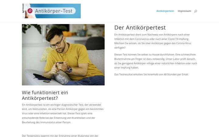 Screenshot of antikoerpertest.de