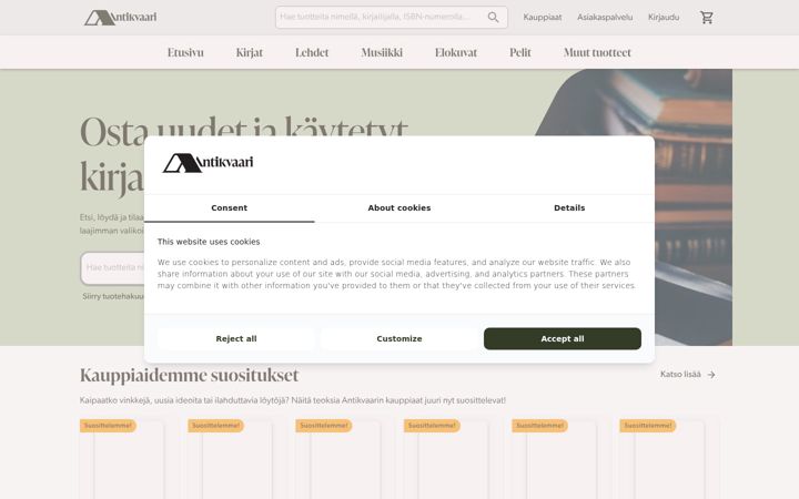 Screenshot of antikvaari.fi