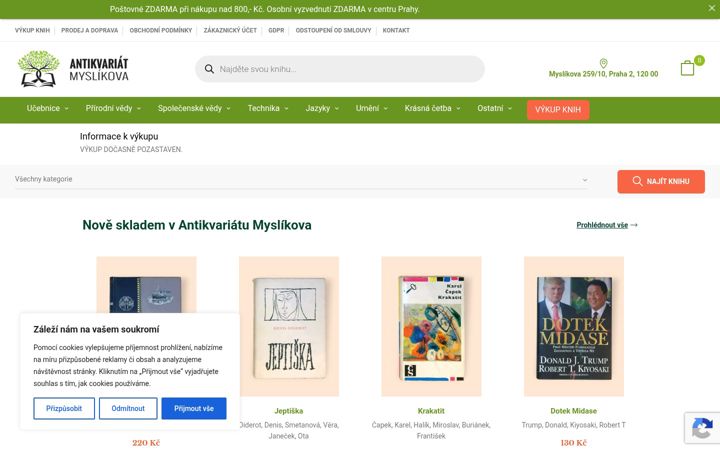 Screenshot of antikvariatmyslikova.cz