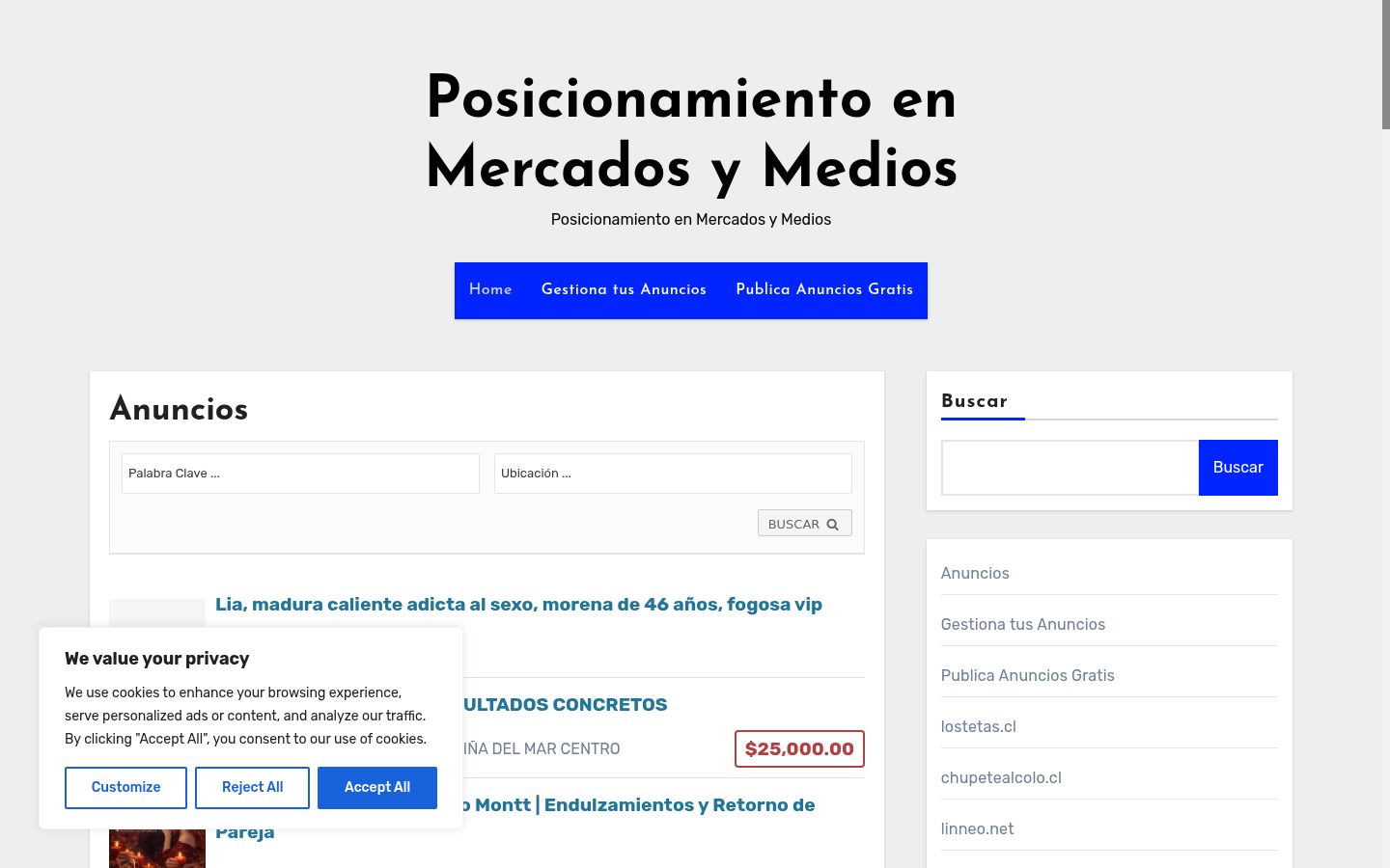 Captura de ecrã do banner de consentimento apresentado antes de qualquer interação