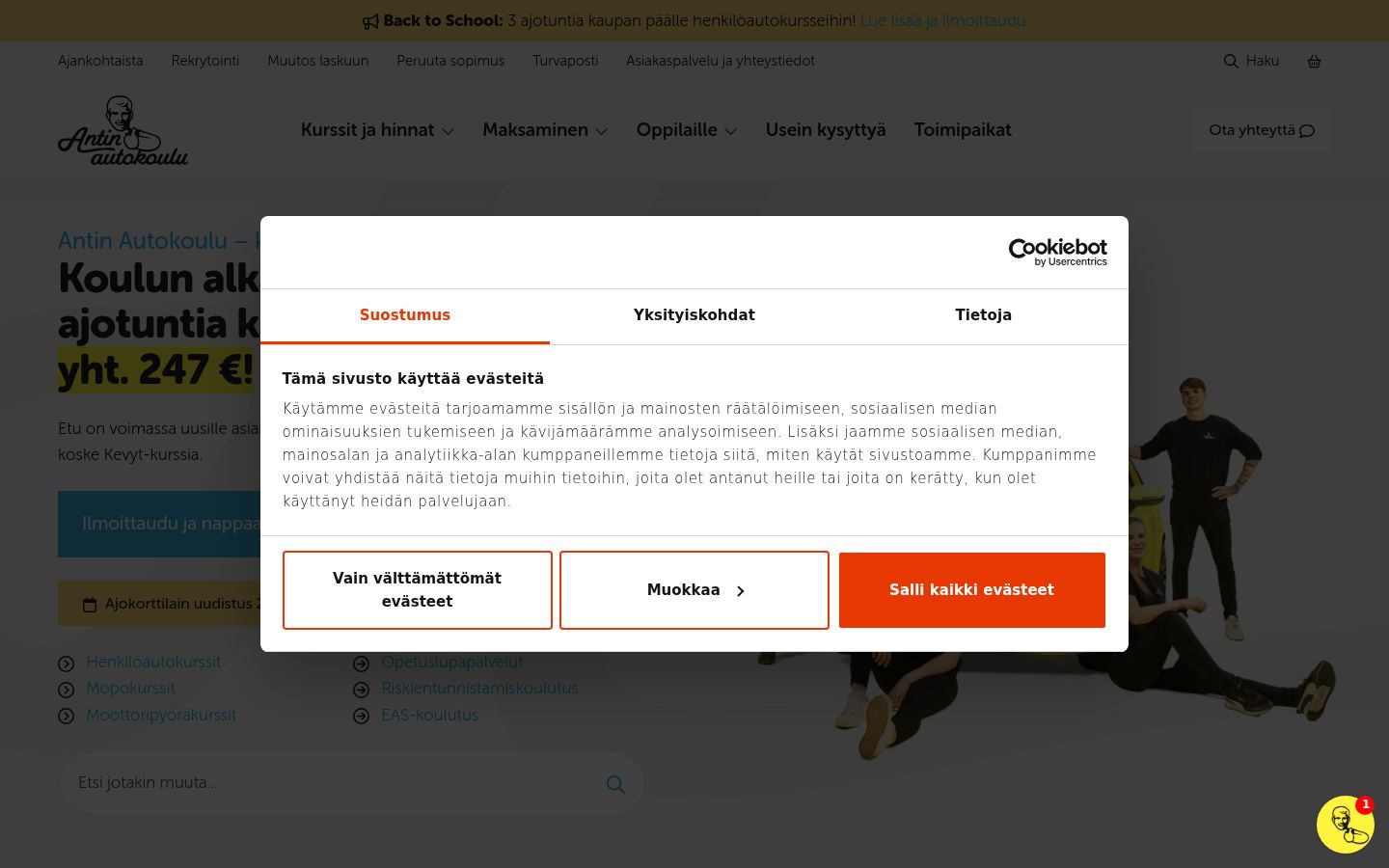 Snímka obrazovky banera súhlasu zobrazeného pred akoukoľvek interakciou