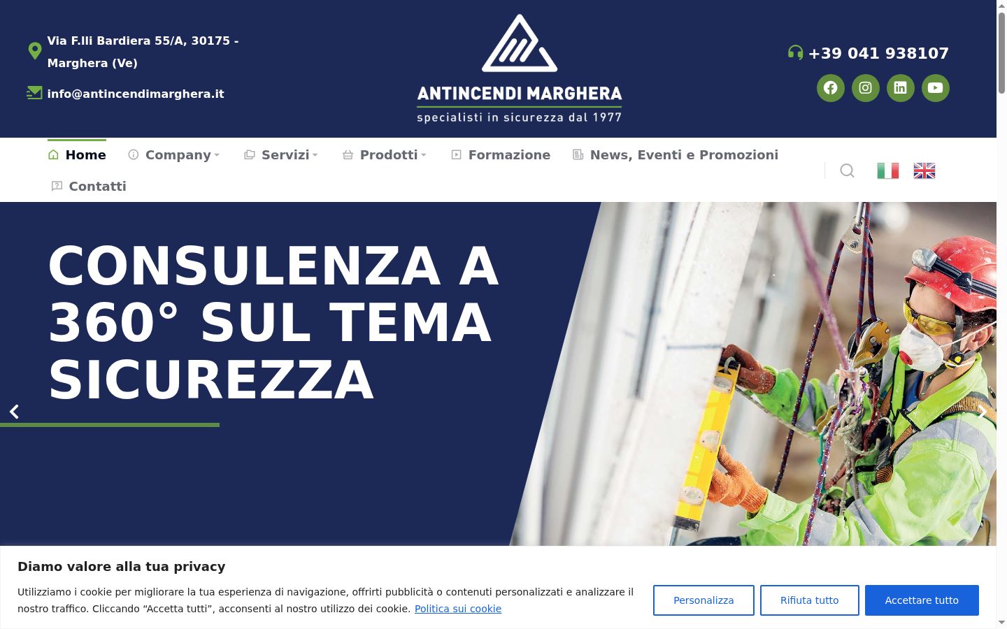 Captura de ecrã do banner de consentimento apresentado antes de qualquer interação