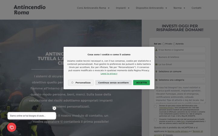 Screenshot ta' antincendio.roma.it