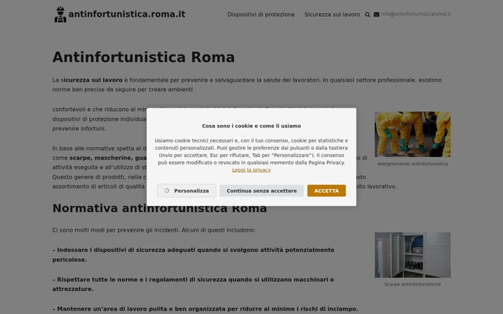 Screenshot ta' antinfortunistica.roma.it