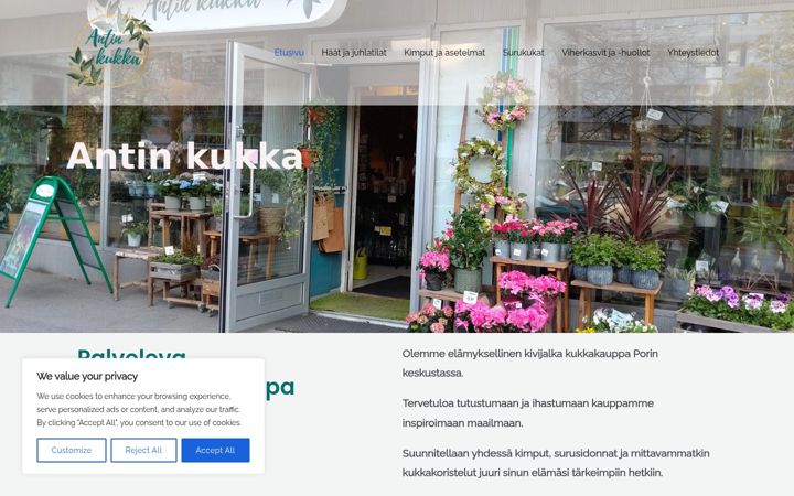 Screenshot of antinkukka.fi