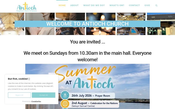 Screenshot stránky antiochchurch.co.uk
